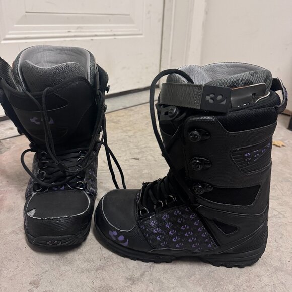 Thirtytwo (32) Lashed Lace Up Snowboard Boots Womens Size 7.5 Black Purple Eu 38 - Picture 1 of 4